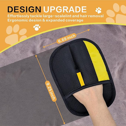 2 Pcs Pet Hair Removal Glove, Reusable Pet Hair Gloves | Upgraded electrostatic glove removes dog and cat hair from furniture, clothing, carpets, and car interiors with ease