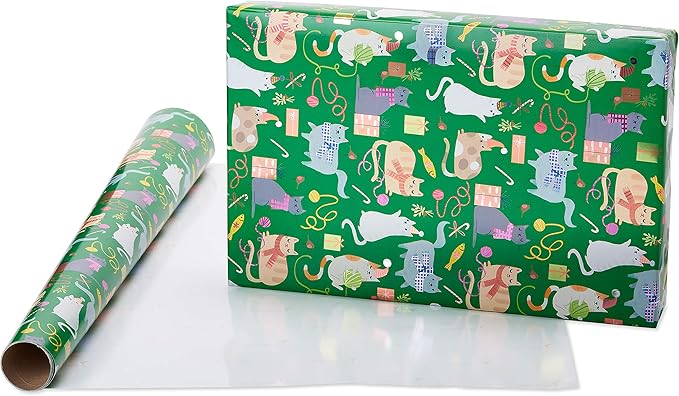 Papyrus Christmas Wrapping Paper Rolls, Playful Cats, Cars and Trees (2 Rolls, 45 sq. ft.)