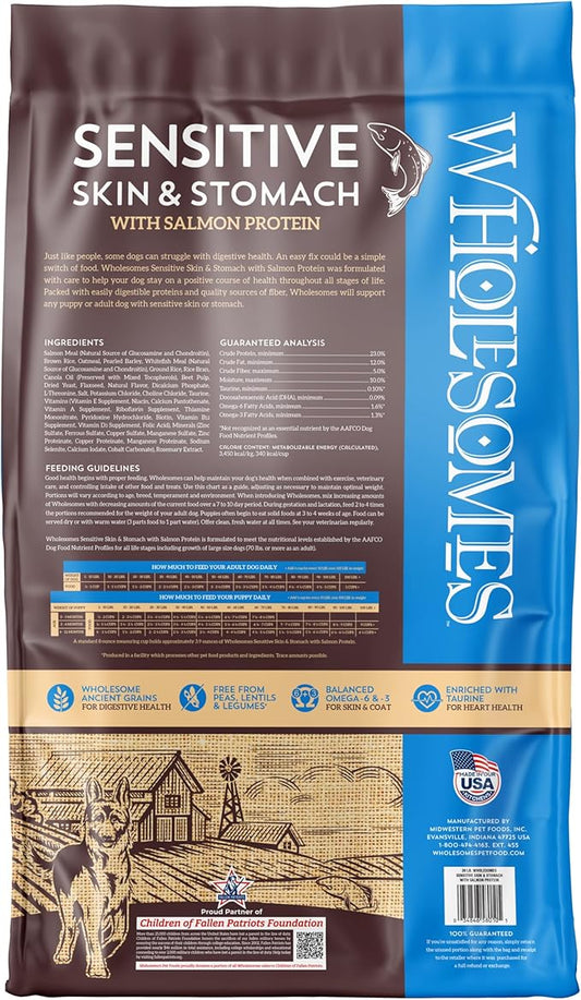 Wholesomes Sensitive Skin & Stomach with Salmon Protein Dry Dog Food 30 lb