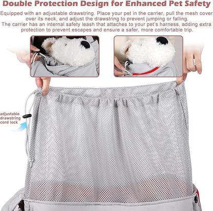 Pet Sling Carrier for Small to Medium Dogs and Cats, Fits 10–20lbs, Adjustable Soft Padded Shoulder Strap Dog Sling Carrier with Storage Pocket for Hands-Free Outdoor Travel & Hiking Grey