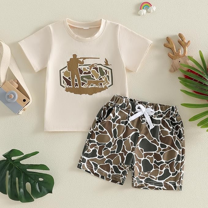 Toddler Baby Boy Clothes 6 12 18 24 Months Summer Outfit Short Sleeve T-Shirt Tops Camo Shorts Set 2T 3T 4T