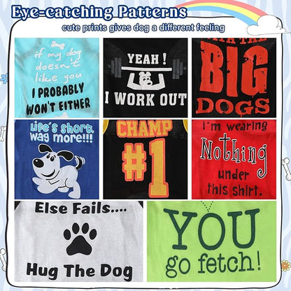 Saintrygo 8 Pieces Dog Shirts Pet Printed Clothes with Funny Letters Summer Pet T Shirts Cool Puppy Breathable Dog Outfit Soft Sweatshirt Cats(Cute Pattern,Medium)