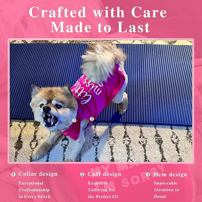 Cotton Dog Shirt with 'Little Miss Adorable' Corgi Head Print, Soft & Breathable Pet Apparel for Small, Medium, and Large Dogs, All-Season Sleeveless Vest, Cute and Comfortable Dog Outfit.Pink 4XL