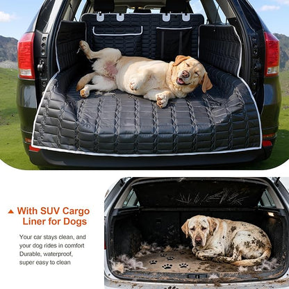 Reliadura SUV Cargo Liner for Dogs, Waterproof Dog Trunk Cover with Bumper Flap Protector, Pet Cargo Mat for SUVs Sedans Vans, Non-Slip Scratchproof Dog Seat Cover, Large Size Universal Fit