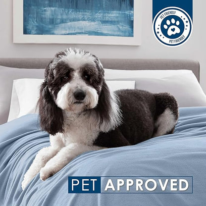 Full/Queen Size Fleece Blanket | Comfy Supersoft Fleece Blanket Full Size – All-Season Light Weight Throw Blanket | Luxuriously Soft | Throw Blanket for Couch and Sofa | Machine Wash | Blue