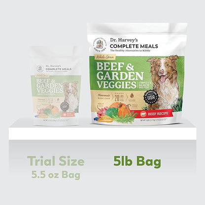Dr. Harvey's Beef & Garden Veggies Dog Food, Whole-Grain Dehydrated Dog Food with Freeze-Dried Beef (5 Pounds)