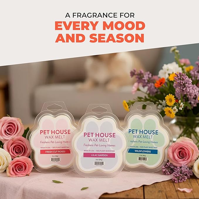 Pet House Wax Melts Mango Peach Spring Scented Wax Melts for Warmer- Long-Lasting Plant Based Air Freshener for Pet Odor Pack of 2