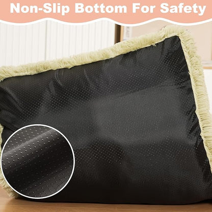 Bedfolks Plush Waterproof Dog Crate Pad, Removable Cover,Faux Fur Dog & Cat Bed, Washable Kennel Bed 21"x13",Sage Green