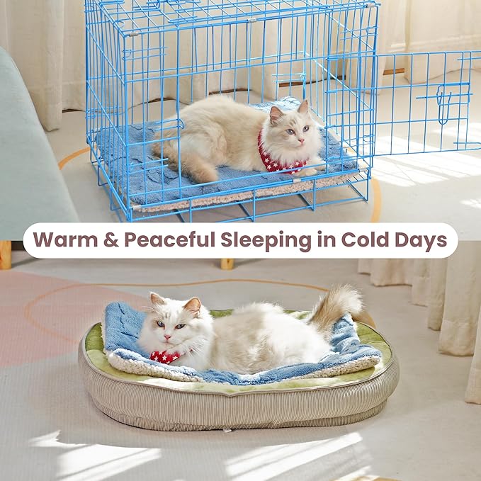 Self Warming Cat Bed, 28 X 22 Inch Reversible Two-Sided Use Self Heating Mat for Cats and Dogs, Washable Cat Warming Pad for Indoor Use, Cozy Flannel Base. (M - 28 X 22 Inch)