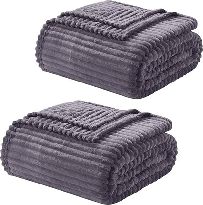 Nestl Purple Throw Blanket for Couch - Cozy Warm Fuzzy Blankets for Women, Set of 2 Small Fleece Throws for Girls - Dusty Purple, 50 x 60 Inches