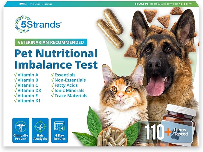5Strands Pet Nutritional Imbalance Test, 112 Vitamins & Minerals Tested, at Home Dog & Cat Health Check for All Ages & Breeds, Nutrition Deficiency Test, Results in 4 Days