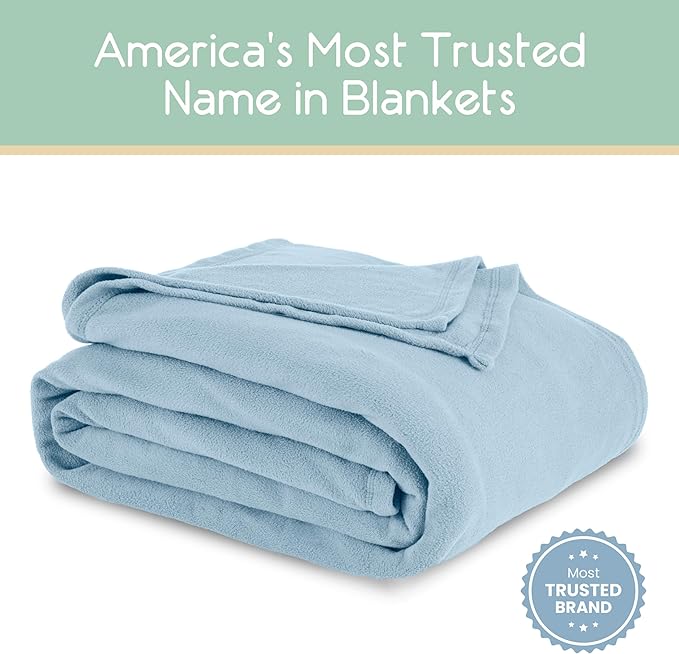 Vellux Microfleece Blanket, Full/Queen, Light Blue