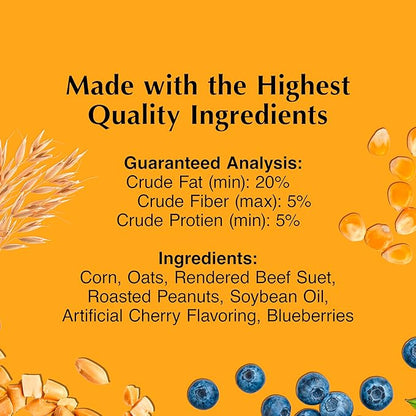 C&S Berry Delight No Melt Suet Dough, Suet Cakes for Wild Birds Including Robins, Blue Jays, Bluebirds, Tanagers, Thrushes and More, 11.75 Ounces, Pack of 8