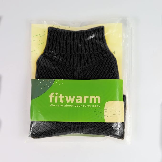 Fitwarm Dog Turtleneck Sweater, Thermal Knitted Pet Coat, Dog Winter Clothes for Small Dogs, Cat Apparel, Black, XL