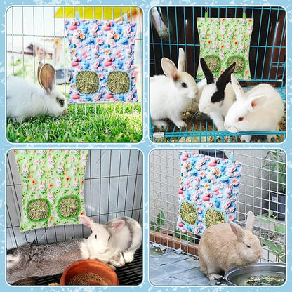 UPINS 2 Pack Rabbit Hay Feeder, Guinea Pig Hay Bag for Guinea Pig Cage Hay Feeder for Bunny Rabbits Animals Small Pets and Chinchillas Hamsters