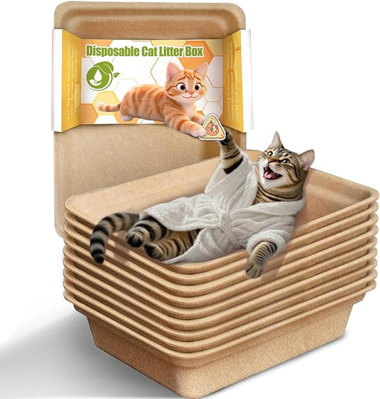 9-Pack Disposable Litter Boxes for Cats: Leak-Proof 3/6/9/20/32 Odor Control Tray for Kittens Rabbits Travel Indoor Easy to Dispose of