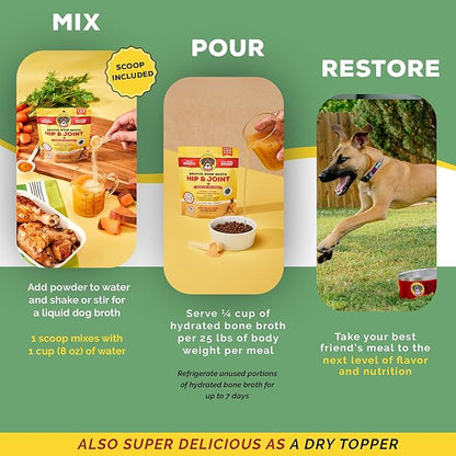 Brutus Broth Dog Food Topper - Instant Bone Broth Powder for Dogs - Supports Hip and Joint Function - Human-Grade Quality, Serve Dry or Wet - Chicken Flavor, 3.5 oz (Pack of 1)