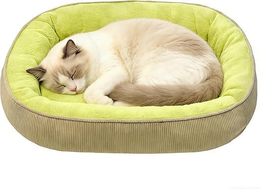 Plush Cat Bed, Cat Beds for Indoor Cats and Small Dogs, Large Soft Calming Kitten Bed, Self-Warming Cat Bed Caves, Cozy Pod for Indoor Kitten or Small Dogs, Kitty Bed With Non-Slip Bottom, Washable