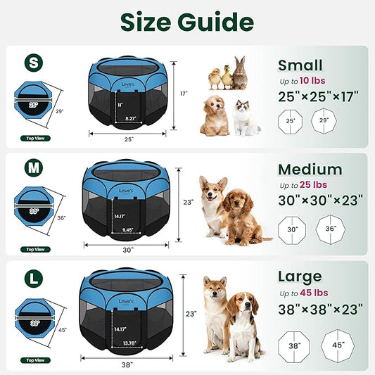 Love's cabin Pet Puppy Dog Playpen, Large Dog Tent Crates Cage Indoor/Outdoor, Portable Playpen for Cat, Foldable Pop Up Dog Kennel Playpen with Carring Case, Removable Zipper Top, Blue