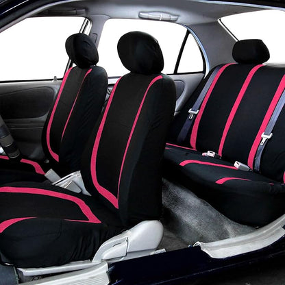 FH Group Car Seat Covers Rear Set Cloth - Car Seat Covers with Removable Headrest,Universal Fit,Automotive SeatCovers,Washable Car SeatCover for SUV,Sedan,Van Pink
