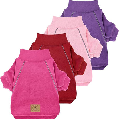 XPUDAC 4 Pack Dog Sweaters Fleece Dog Sweatshirt Winter Pet Clothes for Small Medium Dogs Boy Girl Pullover Puppy Christmas Outfits Cat Apparel, Purple, Light Pink, Hot Pink, Red, 2XL