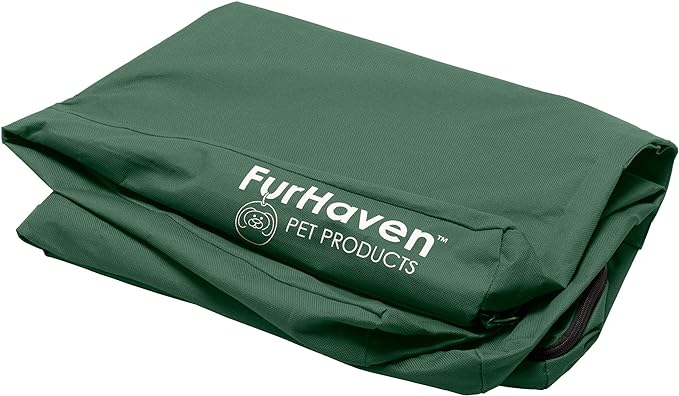 Furhaven Replacement Dog Bed Cover Water-Resistant Indoor/Outdoor Logo Print Oxford Polycanvas Mattress, Washable - Forest, Medium