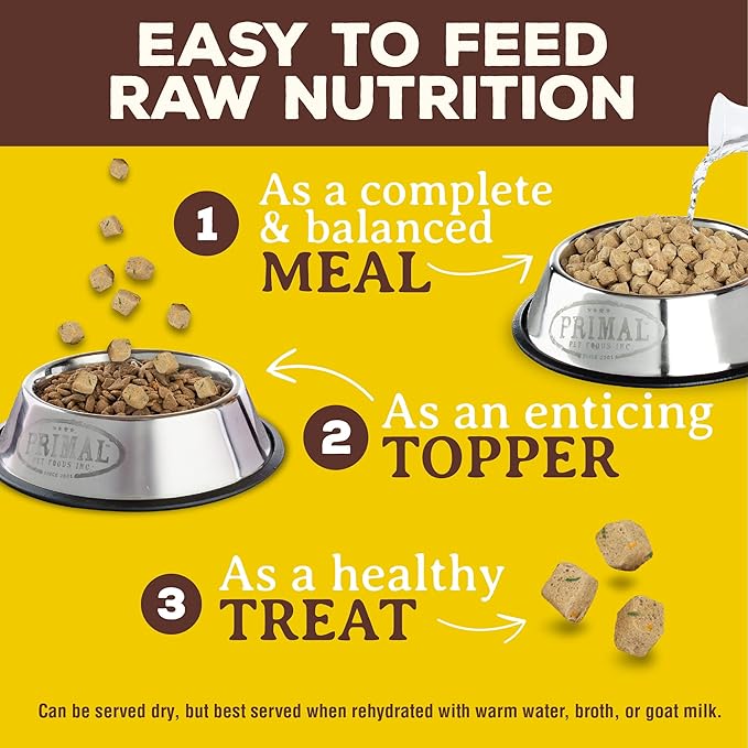 Primal Freeze Dried Puppy Dog Food, Pronto Mini Nuggets; Scoop & Serve, Complete & Balanced Meal; Also Use As Topper or Treat; Premium, Healthy, Grain Free, High Protein Raw Dog Food 16 oz (Pack of 2)