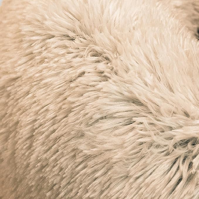 Best Friends by Sheri The Original Calming Donut Dog Bed for Medium Dogs up to 45 lbs, Shag Faux Fur, Taupe, Medium, 30" x 30"