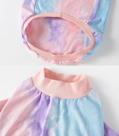 Dog Cotton Colorful Tie Dye T-Shirts Soft and Stretchy Breathable Pet Shirt Pajamas Pets Clothes for Large Dogs Tiedye L