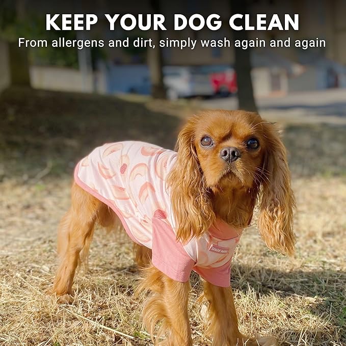 Spark Paws Sunblock Dog T-Shirt, SPF30 Protection, Lightweight Breathable Quick Dry for Dogs with Sensitive Skin - Watermelon & Peach (Set of 2) - 4XL