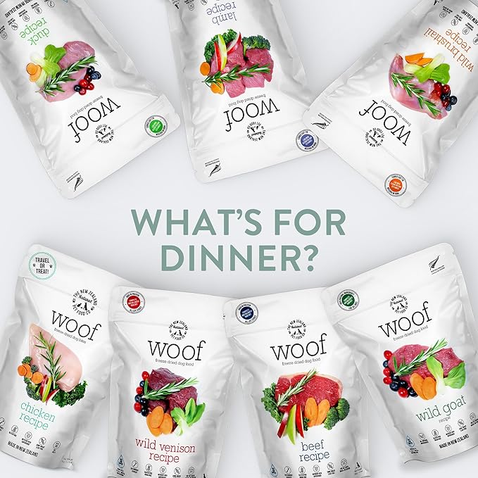 The New Zealand Natural Pet Food Co. WOOF Freeze Dried Dog Food - Beef Recipe, High Protein Freeze Dried Dog Treats, Dog Food Topper & Meal, 2.2 lb