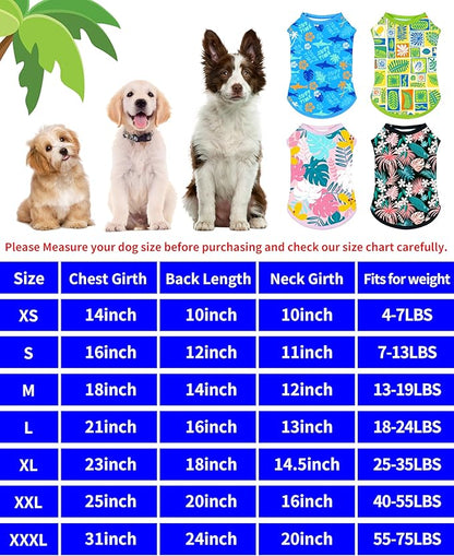 PET SHOW 4 Pack Dog Hawaiian Shirts for Small Doggies UPF 50+ UV Sun Protection Summer Cool Clothes Tank Top Floral Puppy Kitten Cats T-Shirts Pet Holiday Party Sleeveless Vest Boy Girl(Small)