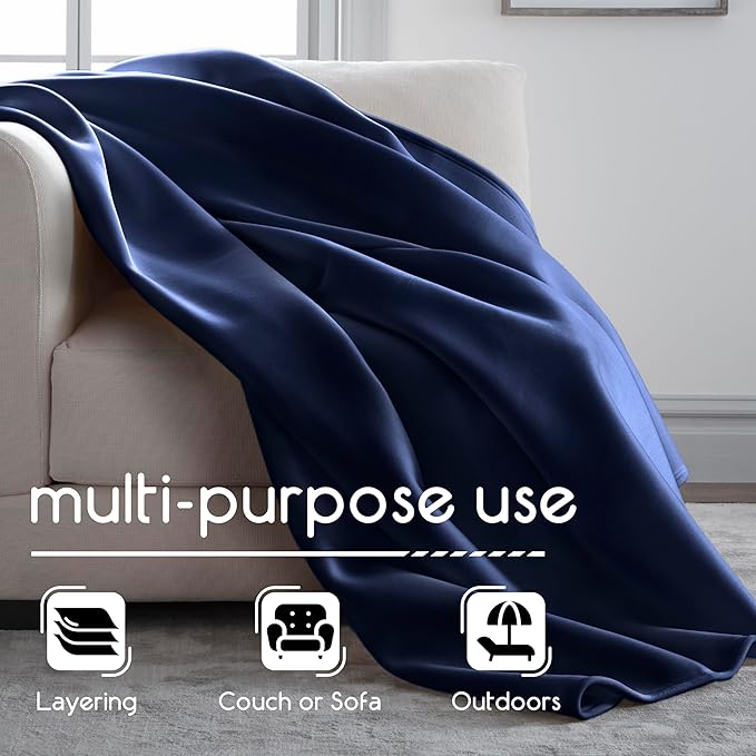 Vellux Original Queen Blanket - Soft Nylon Insulated Blanket for Bed Couch - Lightweight Machine Washable All Season - Pet Friendly Durable Wont Pill or Lint - 90x90 – Navy