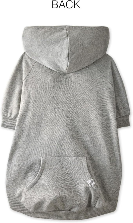 Pet Passion Rocky – The Original Lightweight Hooded Tee 100% Organic Cotton Dog Hoodie Pet Coat Sweater for All Sized Dogs, Heather Grey, XX-Small (4-7 lbs)