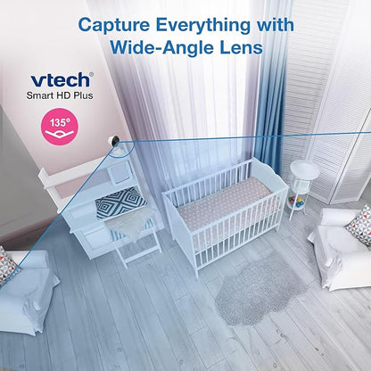 VTech 2-Cameras Smart WiFi Baby Monitor, 2K CMOS Sensor Camera, 5.5-inch HD IPS Screen, Split-Screen, Clear Infrared Night Vision, Pan-Tilt, 24x Zoom, 2-Way Talk, Free App: Smart HD Plus Twin
