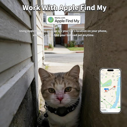 Cat Collar (iOS Only) - Pet Tracker Compatible with Apple Find My, Waterproof Smart Tag, No Monthly Fee. Advanced Safety Solution for Small & Large Cats.