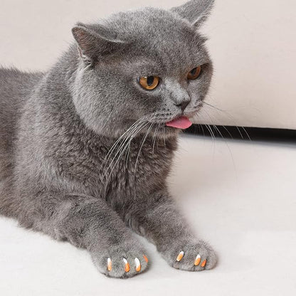 Kitty Caps Nail Caps for Cats, White with Orange & Clear with Blue Glitter - Safe, Stylish & Humane Alternative to Declawing Stops Snags & Scratches, Large (13 lbs or More), 40 Count - 3 Pack