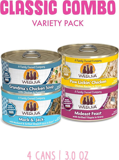 Weruva Classic Cat Food, Classic Combo Trial Variety Pack, 3oz Can, Pack of 4
