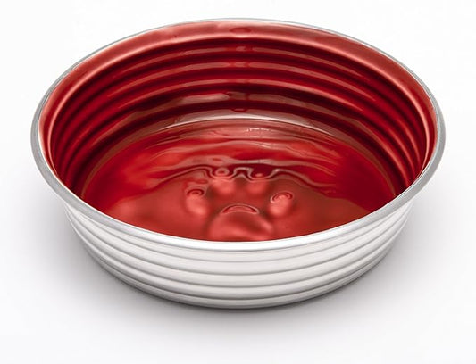 Loving Pets - Le BOL Dog Food Water Bowl Enamel Ceramic Bowl No Tip Stainless Steel Pet Bowl No Skid Spill Proof (Large, Bordeaux)