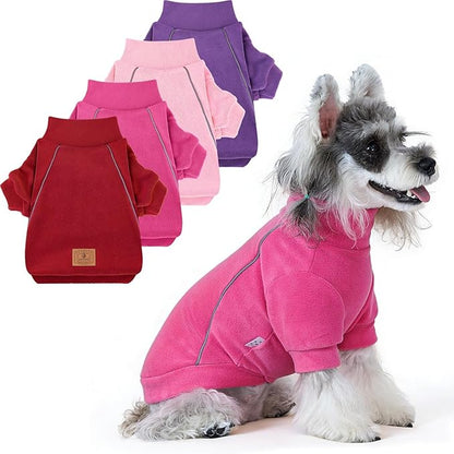 XPUDAC 4 Pack Dog Sweaters Fleece Dog Sweatshirt Winter Pet Clothes for Small Medium Dogs Boy Girl Pullover Puppy Christmas Outfits Cat Apparel, Purple, Light Pink, Hot Pink, Red, XS