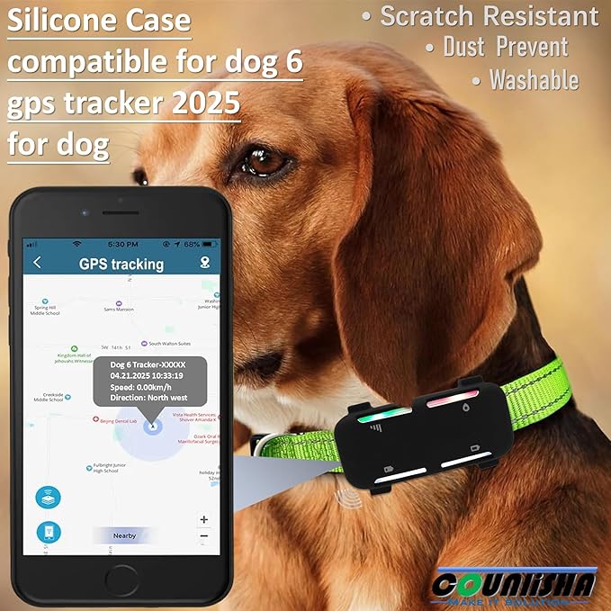 Silicone Holder Compatible for Tractive Smart Dog GPS | Live Pet Tracker (2025) for pet Collar,Durable Rubber Cover,Secure case with Strap Necklace for tractive Dog 6 tag (2pack,Black)