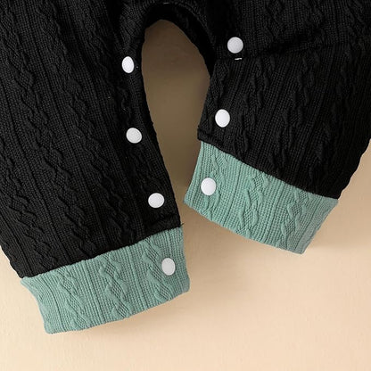 FOCUTEBB Baby Boy Clothes Cute Long Sleeve Romper Infant Pocket Overalls Adjustable Suspender Pants Set 0-18 Months