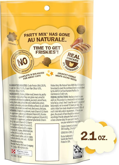 Purina Friskies Natural Cat Treats, Party Mix Natural Yums With Real Chicken & Vitamins, Minerals & Nutrients - (Pack of 10) 2.1 oz. Pouches