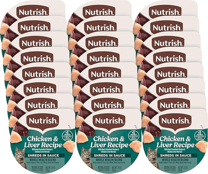 Nutrish Grain Free Wet Cat Food Chicken & Liver Recipe Whole Health Blend with Real Shredded Chicken & Chicken Liver Morsels in Sauce Wet Cat Food, 2.8 oz. Cup (Rachael Ray) (Pack of 24)