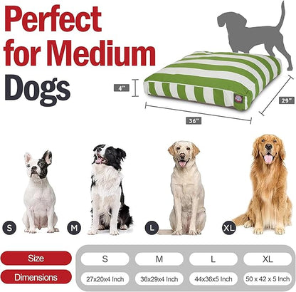 Majestic Pet Shredded Memory Foam Dog Bed Medium with Removable Washable Cover 35x29x4 Inch - Rectangle Orthopedic Dog Bed for Senior Dogs–Flat Durable Dogs Crate Bed - Vertical Stripe - Sage