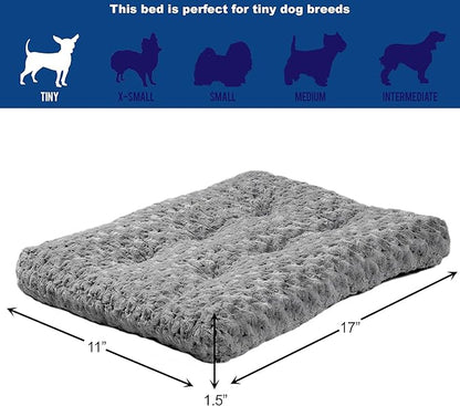 MidWest Homes for Pets XXS QuietTime Deluxe Gray Ombre Swirl Plush Pet Bed, Machine Washable, Non-Skid Bottom, Soft Crate Mat for 18-inch Crates