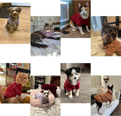 TAPBULL Dog Dresses, Fashionable Pet Dog Sweatshirt Clothes in Light Colors, Cute Cat Birthday Dress Outfit (Pink/Purple/Coffee 3-Pack), Small