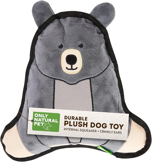Only Natural Pet Mountain Friends Recycled Plush Dog Toys - Durable Double-Stitched Design with Internal Squeaker & Crinkly Ears - Stuffed Toy for Dogs, Squeaky Pet Toy | Beatrice The Bear, 9" x 9.5"