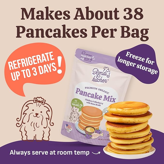 Rondi's Kitchen Pancake Mix for Dogs - Premium All-Natural & Organic Dog Treats, Healthy Dog Snacks for All Ages & Sizes, Made with Human-Grade Ingredients - Chicken & Blueberry