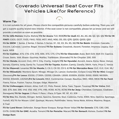 Coverado Leather Seat Cover Full Set, Waterproof Car Seat Covers with Lumbar Support, Front and Rear Seat Covers for Car, Universal Car Seat Protectors Car Seat Cushion Fit for Most Cars (Black&Pink)